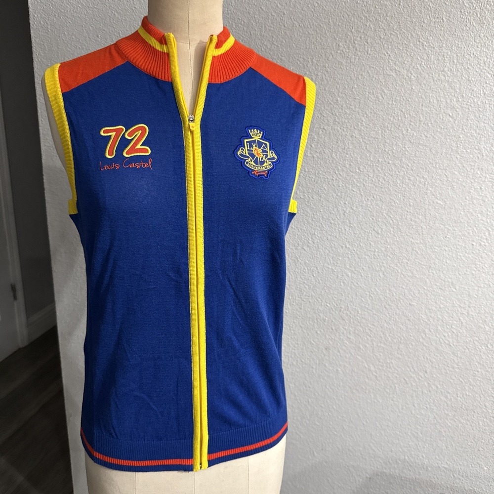 Louis Castel Women 90 Size XS Polo Shirt  Dachshund Logo GOLF Vest Mesh Back